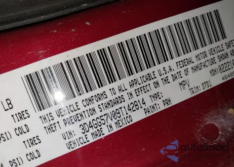 2009 Dodge Journey Sxt z USA, uszkodzony, nr VIN 3D4GG57V09T142814